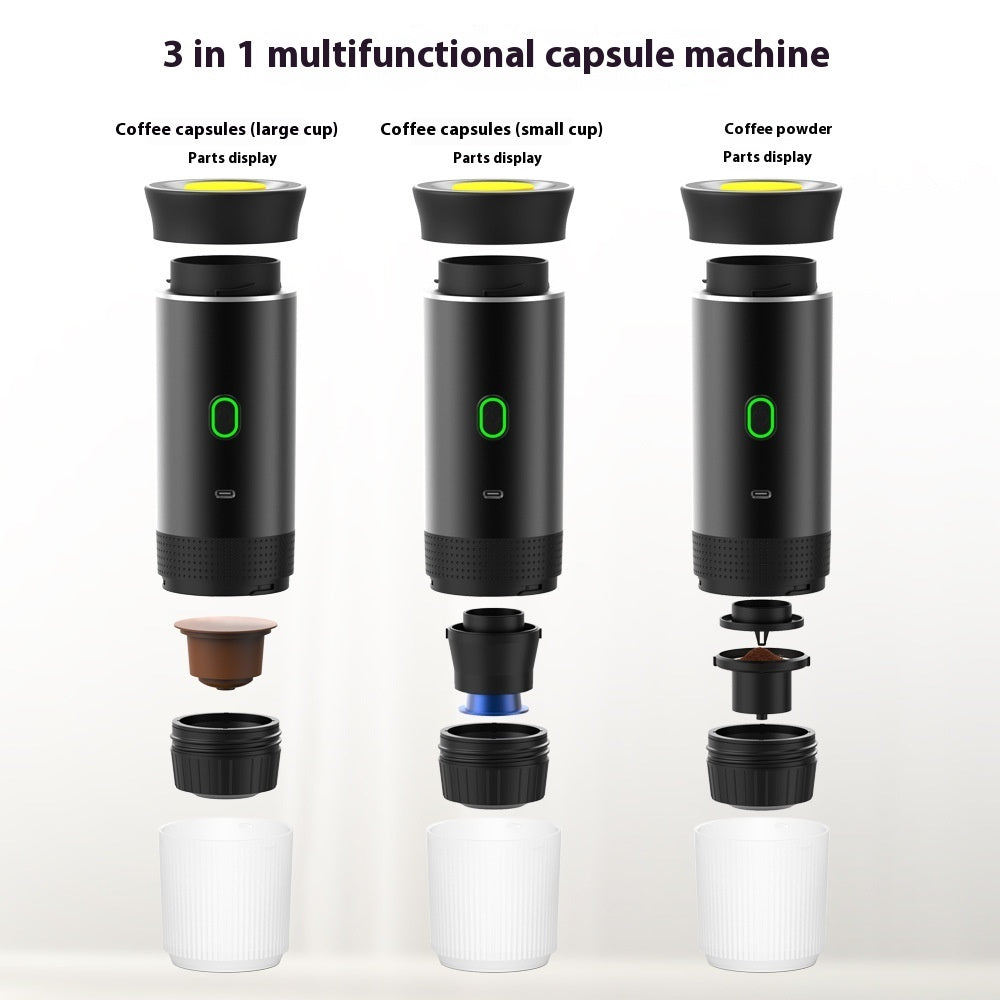 3-in-1 Portable Espresso Maker – USB-C Rechargeable Travel Coffee Machine