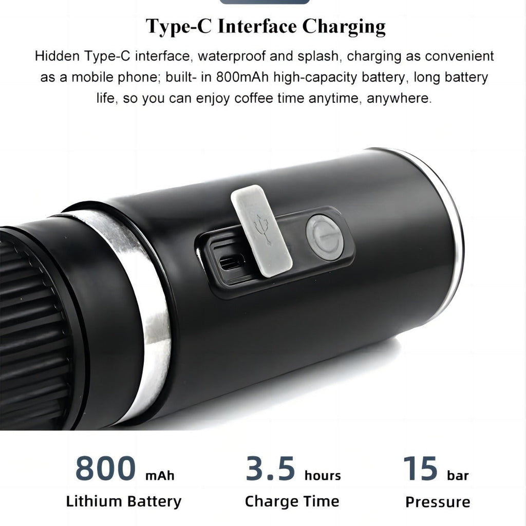 Yaoke Portable Espresso Machine – 15-Bar, Universal Capsule & Ground Coffee Maker