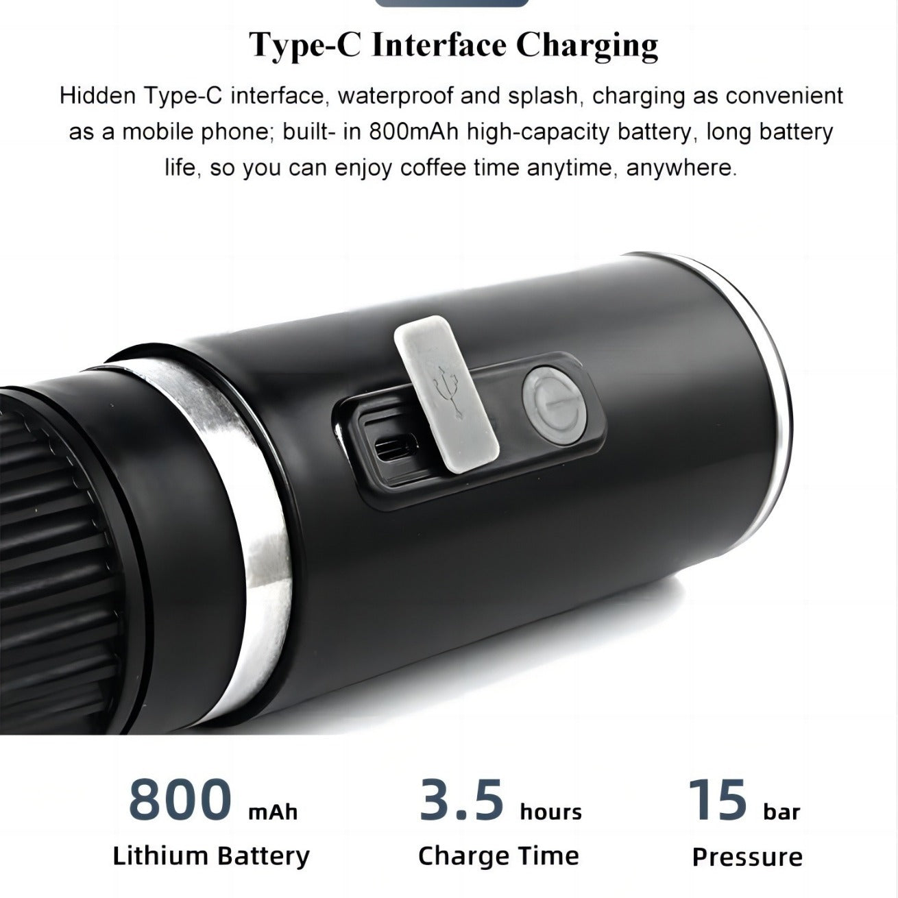Yaoke Portable Espresso Machine – 15-Bar, Universal Capsule & Ground Coffee Maker