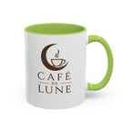 Café de Lune Accent Coffee Mug – French Café Logo Ceramic Mug (11/15 oz)