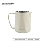 Milky white faceted stainless milk pitcher, 600ml, Coffee Concept