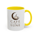 Café de Lune Accent Coffee Mug – French Café Logo Ceramic Mug (11/15 oz)