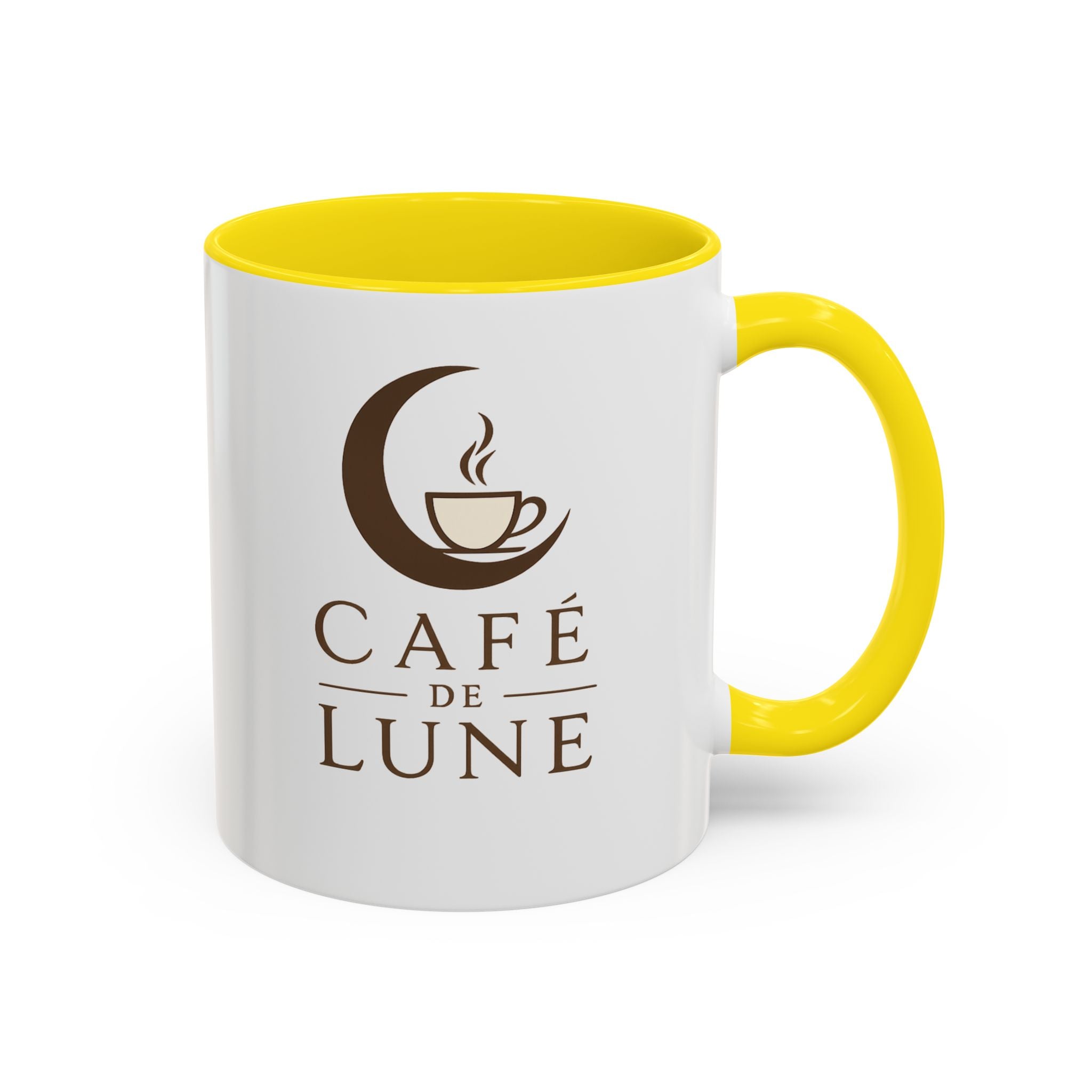 Café de Lune Accent Coffee Mug – French Café Logo Ceramic Mug (11/15 oz)