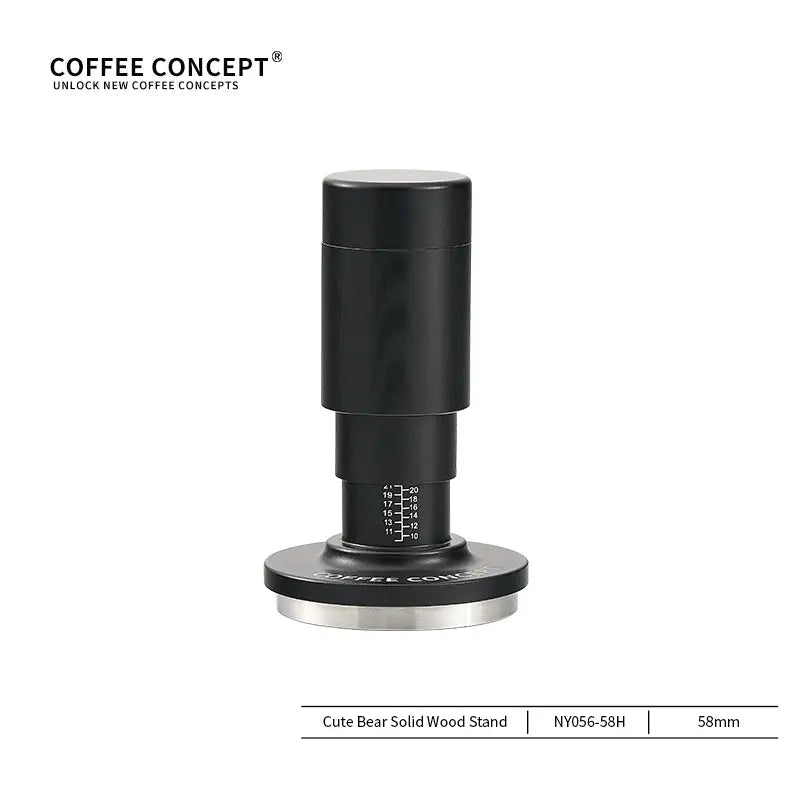 Coffee Concept 58mm espresso tamper tool with measurement markings on base
