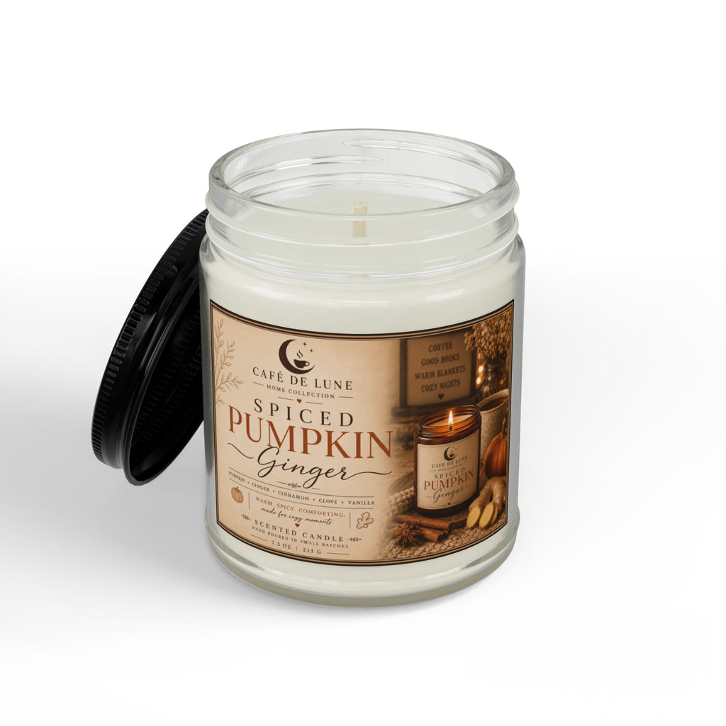 Spiced Pumpkin Ginger Soy Candle – 4oz & 9oz Amber Jar with Black Lid