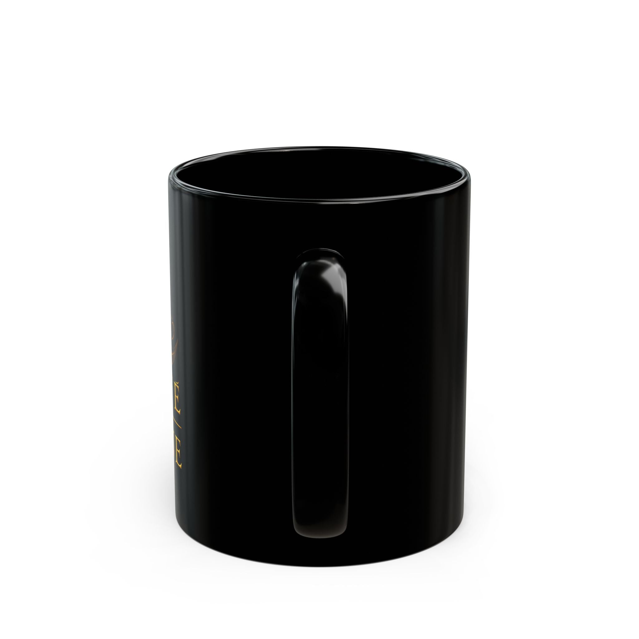Cafe de Lune Black Ceramic Mug – Gold Moon Coffee Logo (11oz & 15oz)
