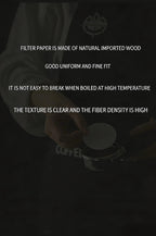 Coffee filter paper disc near a portafilter basket