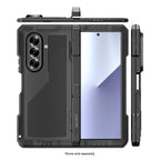 Black heavy-duty phone case with kickstand, textured grip back and screen cover