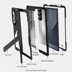 Heavy-duty phone case with kickstand and screen protector, anti-drop silicone pads and screws