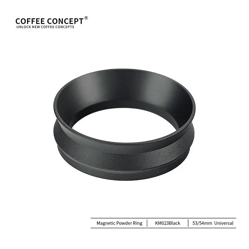 Black magnetic anti-static espresso dosing ring, 53/54mm universal size