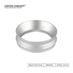 Silver magnetic anti-static espresso dosing ring, 53/54mm universal size