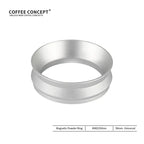 Silver magnetic anti-static espresso dosing ring, 58mm universal size