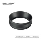 Black magnetic anti-static espresso dosing ring, 58mm universal size