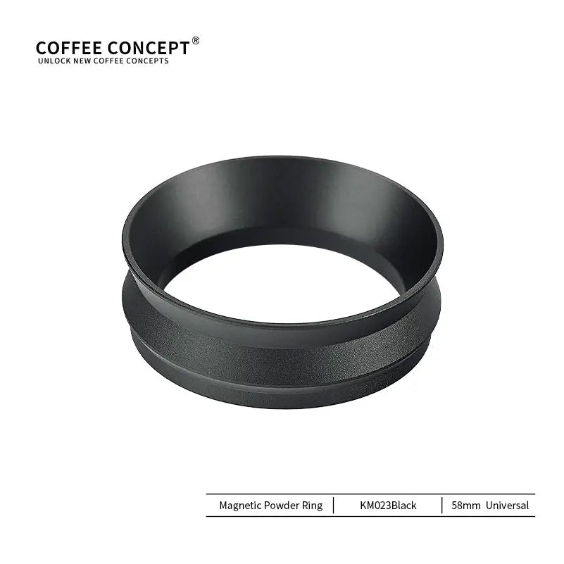 Black magnetic anti-static espresso dosing ring, 58mm universal size