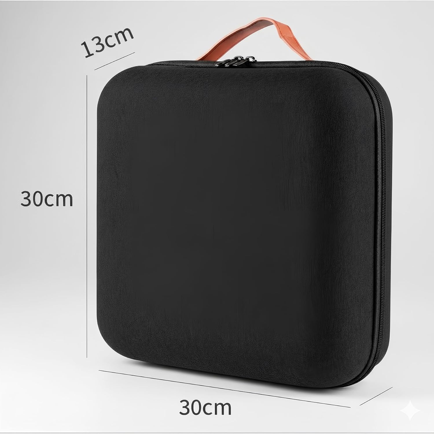 Black zippered travel storage case for pour-over coffee kit with leather handle