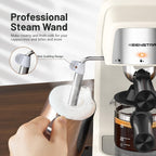 Cream white espresso machine with professional steam wand and anti-scalding tip