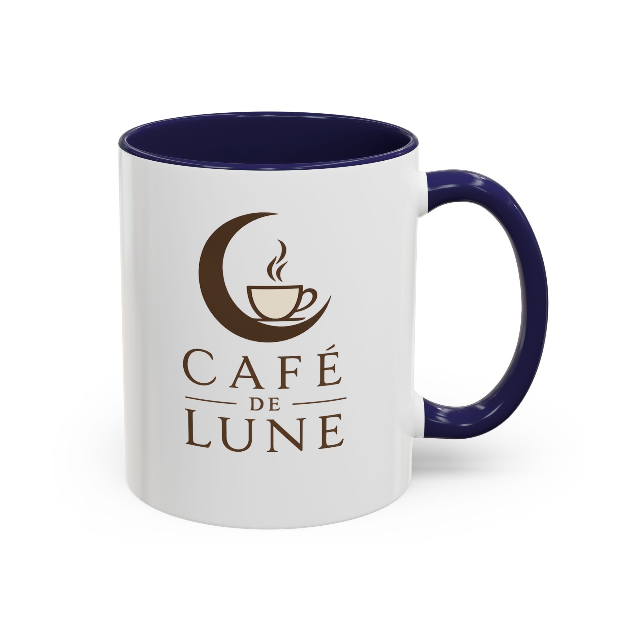 Café de Lune Accent Coffee Mug – French Café Logo Ceramic Mug (11/15 oz)
