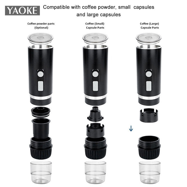 Yaoke Portable Espresso Machine – 15-Bar, Universal Capsule & Ground Coffee Maker