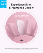 Anker MagGo slim power bank, light pink 10,000mAh design shown