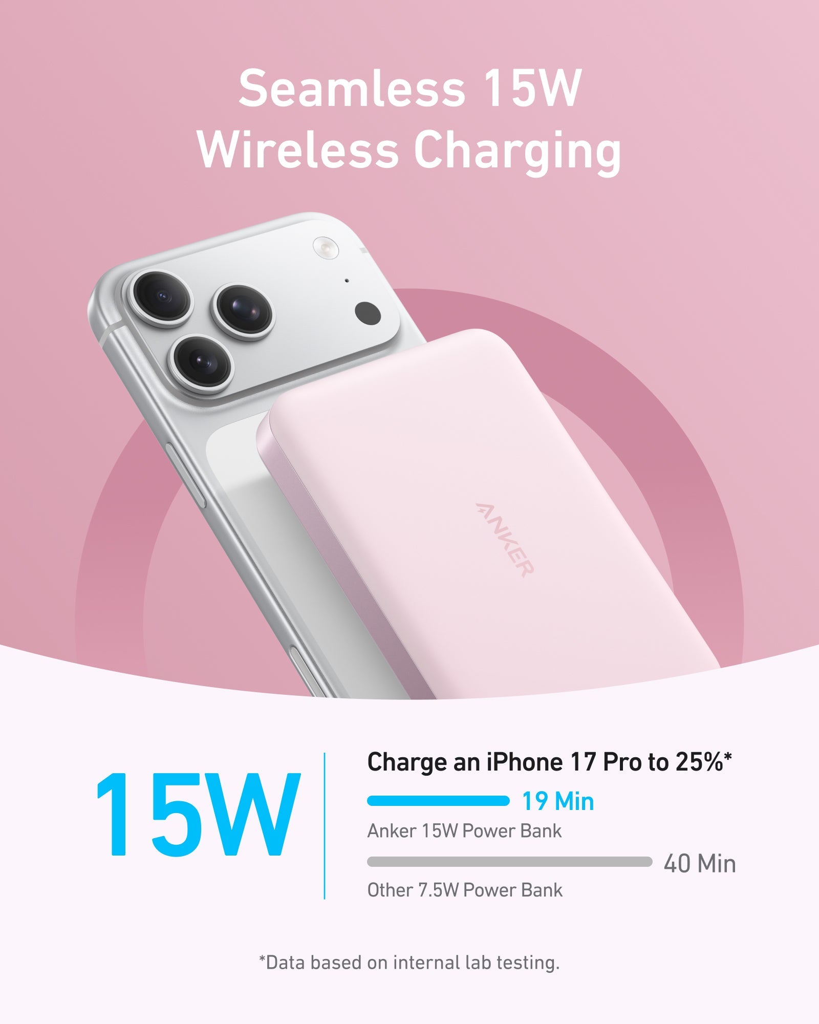 MagGo-compatible slim 10,000mAh wireless power bank, white, with charging pad top