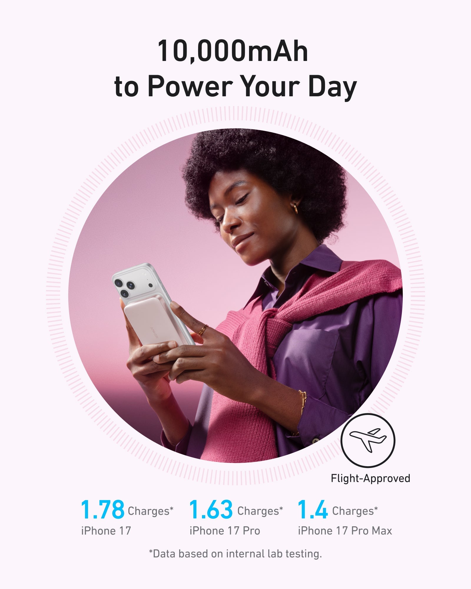 White slim wireless power bank, 10,000mAh, MagGo-compatible charging pad