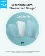 Anker MagGo slim power bank, light blue 10,000mAh design shown
