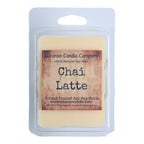 Chai Latte soy wax melt in white-backed clamshell with clear window.