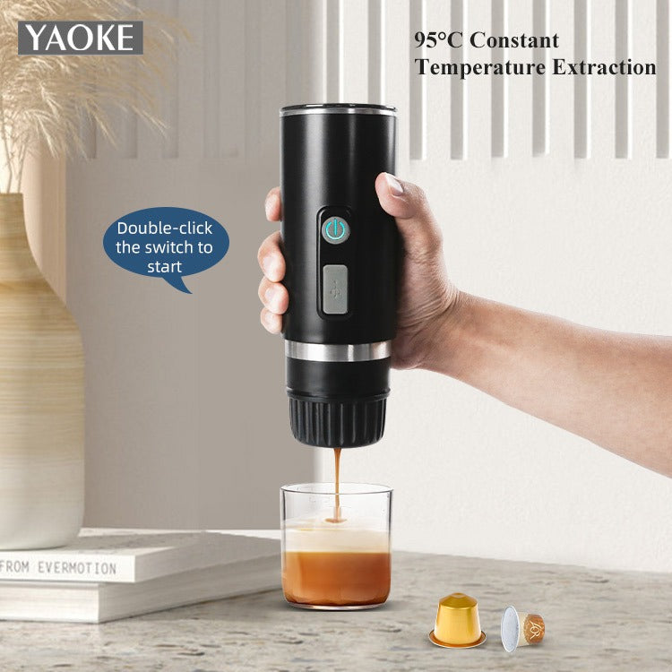 Yaoke Portable Espresso Machine – 15-Bar, Universal Capsule & Ground Coffee Maker