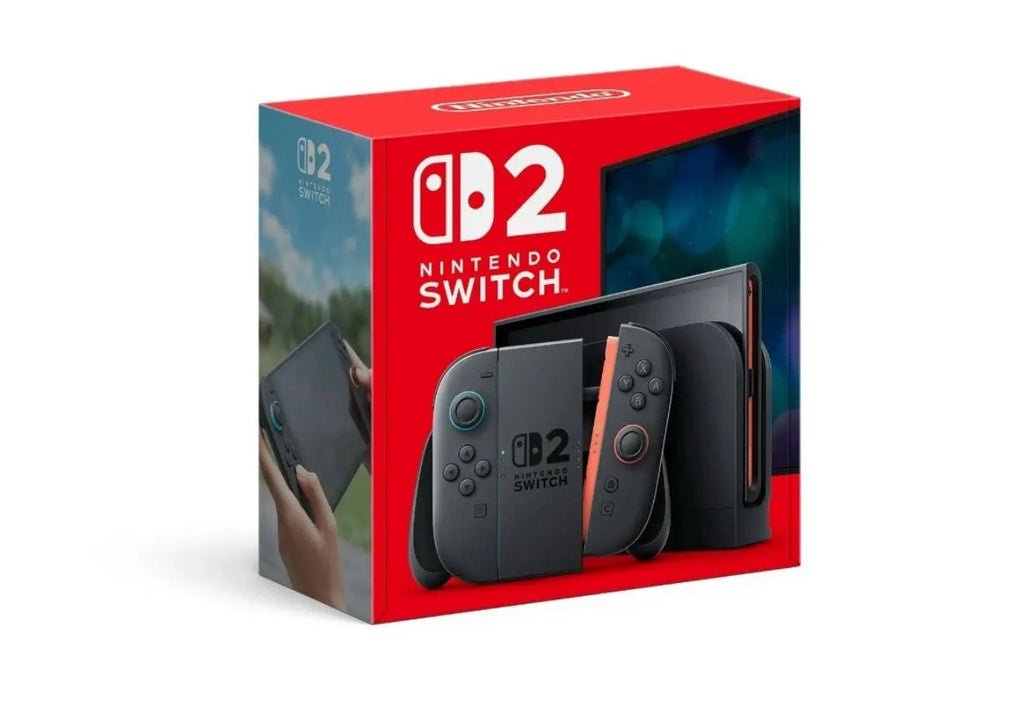 Nintendo Switch 2 console box with Joy‑Con controllers and tablet unit