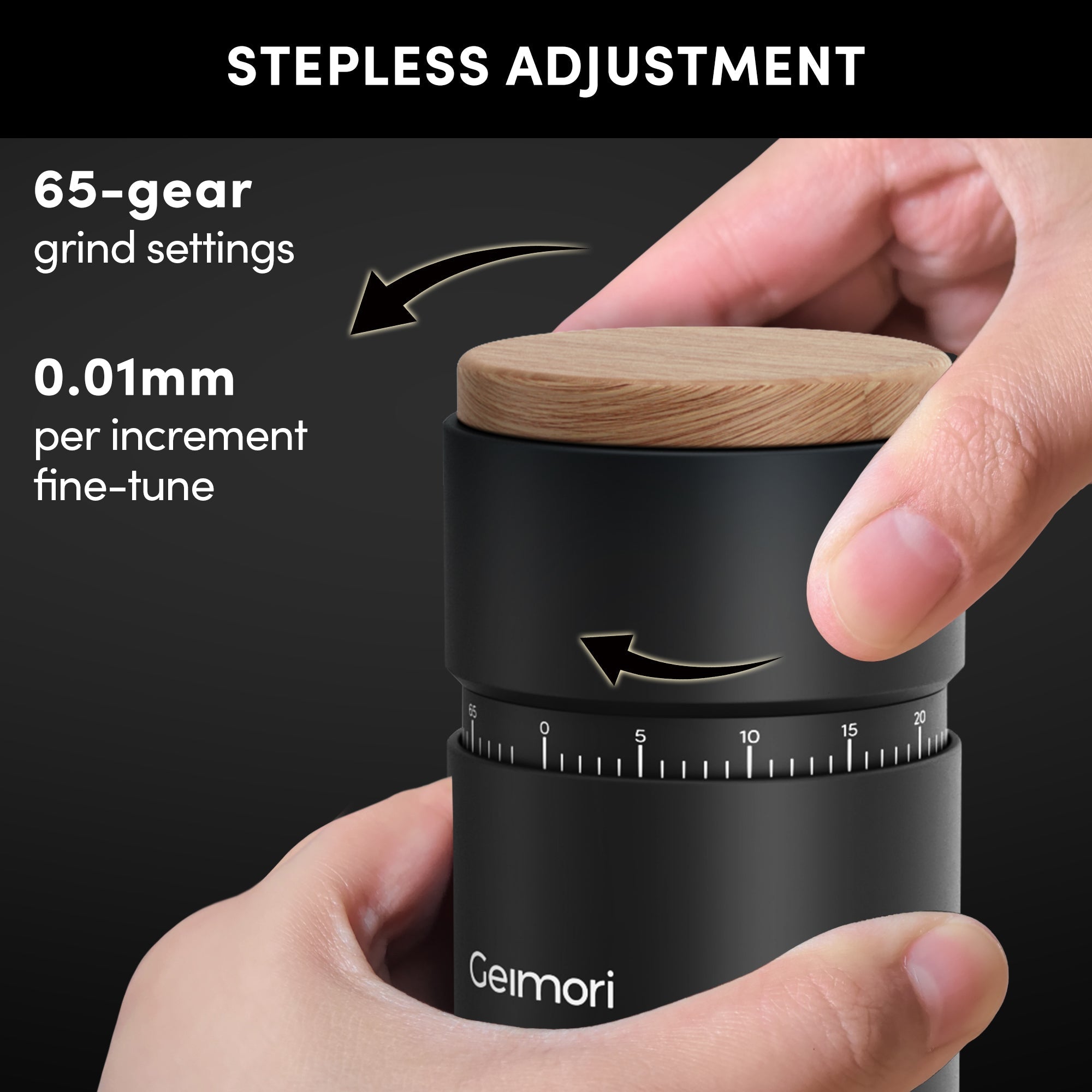 Geimori T38 Plus Electric Coffee Grinder – 38mm Conical Burr, Espresso & Filter