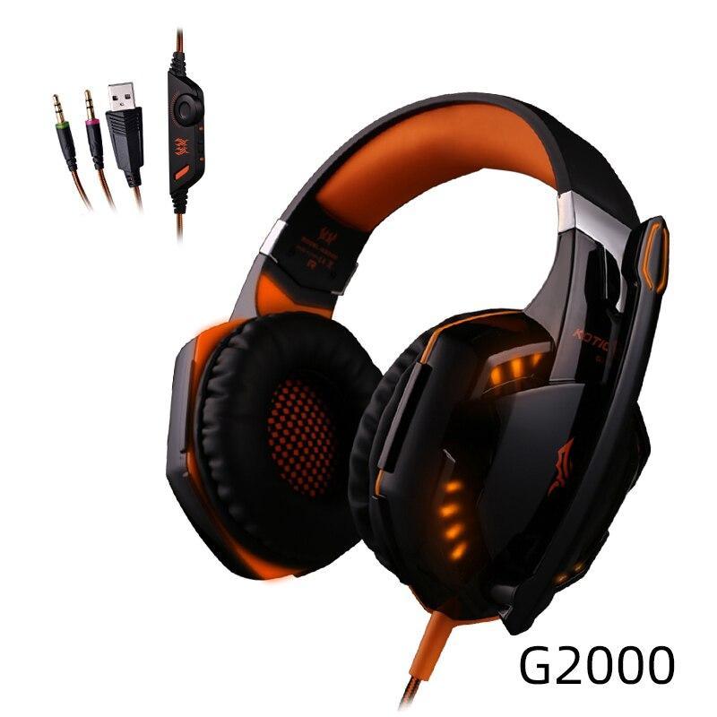 Orange and black wired over-ear gaming headset with padded ear cups and inline mic
