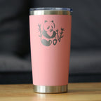 Panda - Insulated Coffee Tumbler Cup with Sliding Lid - Stainless Steel Travel Mug - Unique Panda Bear Gifts for Women and Men