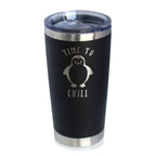 Time To Chill - Insulated Coffee Tumbler Cup with Sliding Lid - Stainless Steel Travel Mug - Cute Penguin Gifts for Women and Men
