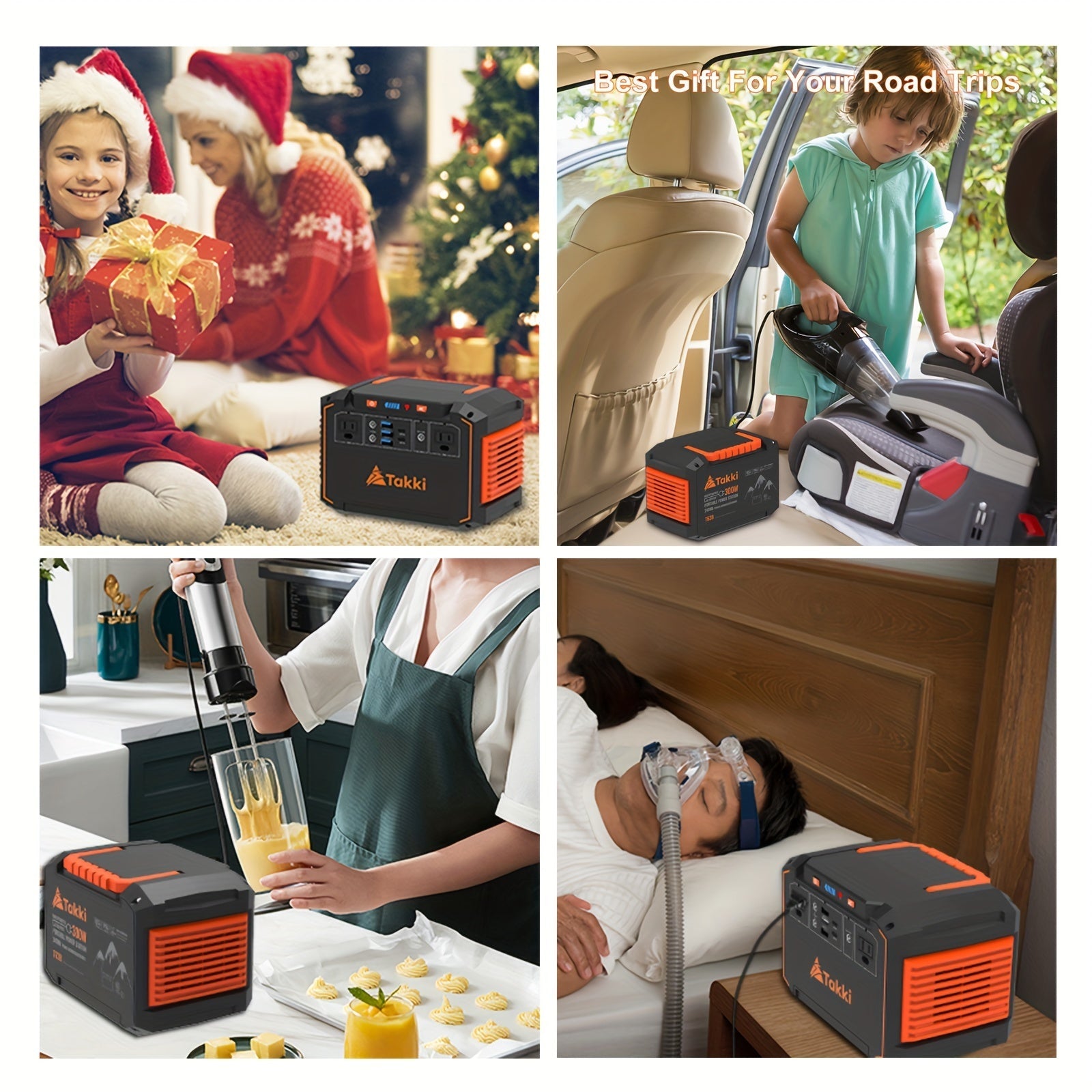 Portable power station with foldable solar panel, orange and black with digital display