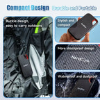 Portable SSD, black perforated drive case with red oval carry handle
