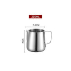 350 ml stainless steel milk frothing pitcher with handle and rounded spout