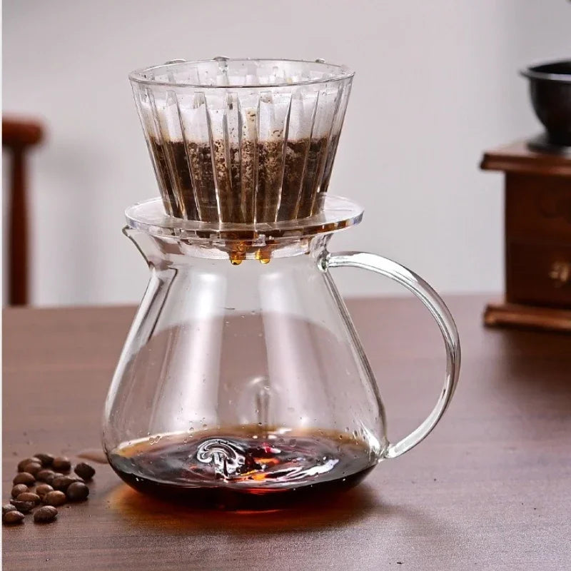 1-2Cups Coffee Dripper Crystal Eye Pour Over Coffee Filter Coffee Filter Cup Filter Papers Press Flat Bottom Increase Uniformity
