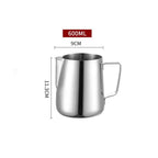 600 ml stainless steel milk frothing pitcher with handle and wide pouring rim