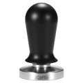 51mm espresso tamper with black knob handle and stainless steel base