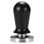 51mm espresso tamper with black knob handle and stainless steel base