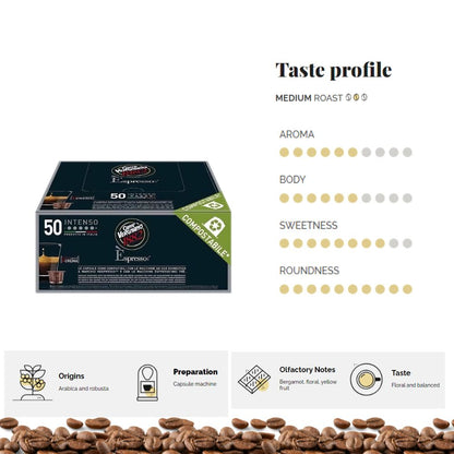 Caffe Vergnano Intenso Coffee Nespresso Capsules 50ct