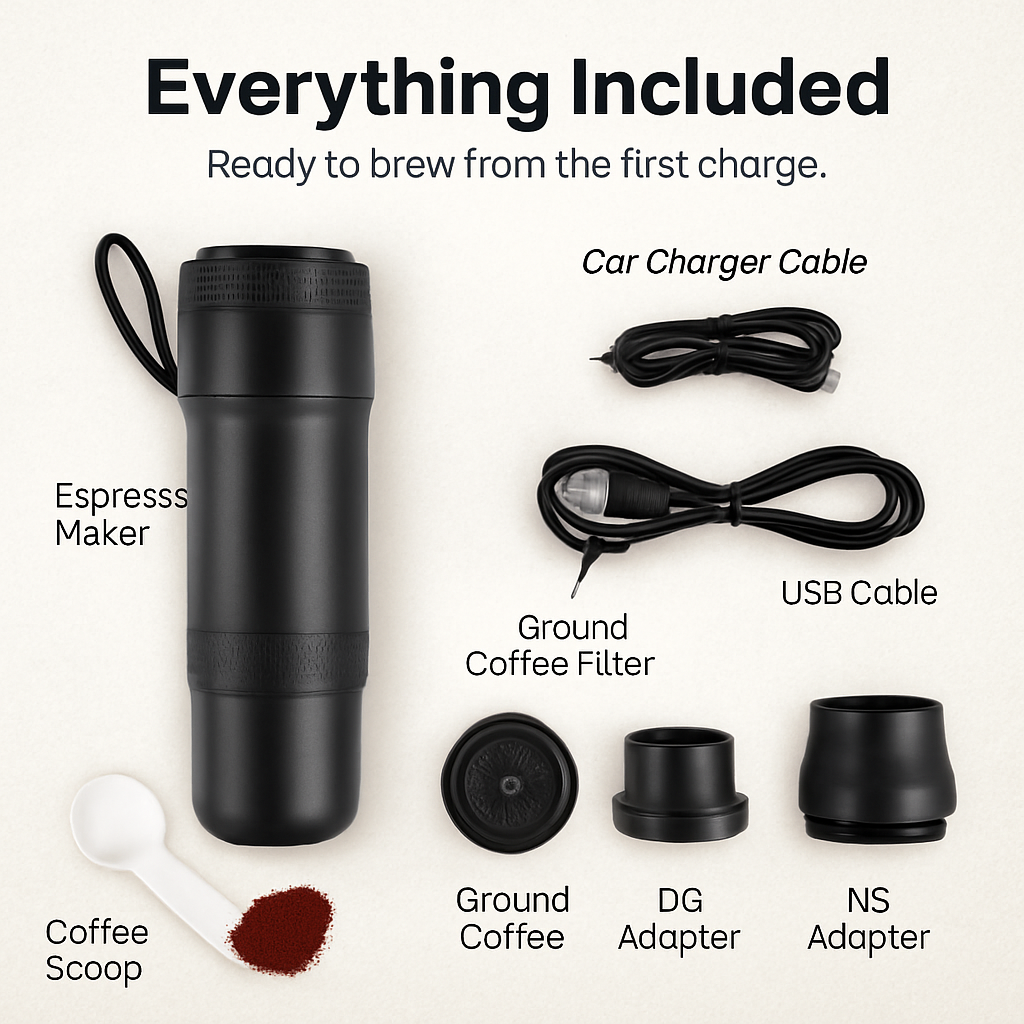 Portable Electric Espresso Machine – 20 Bar, 7500mAh Battery, USB & Car Charger