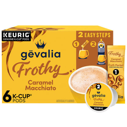 Gevalia 2-Step Caramel Macchiato Espresso Coffee K-Cup & Froth Packets