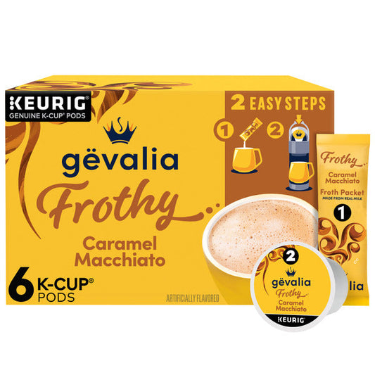 Gevalia 2-Step Caramel Macchiato Espresso Coffee K-Cup & Froth Packets